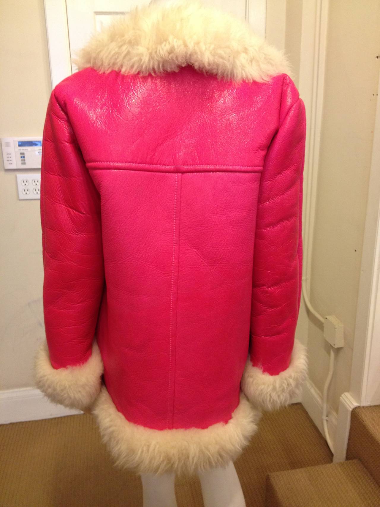 Anna Sui Hot Pink Shearling Coat 1