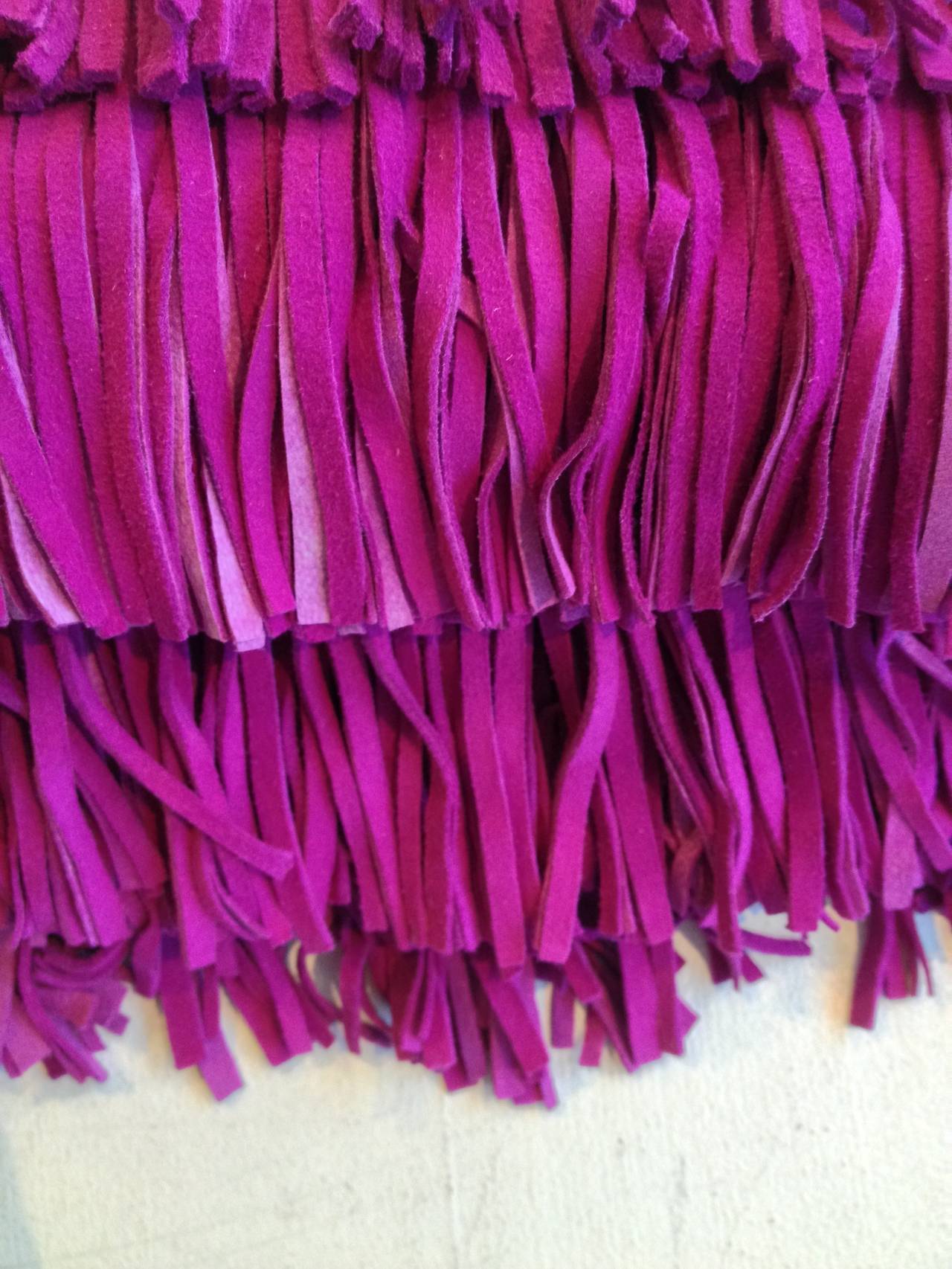 Christian Louboutin Purple Fringe Clutch In Excellent Condition In San Francisco, CA