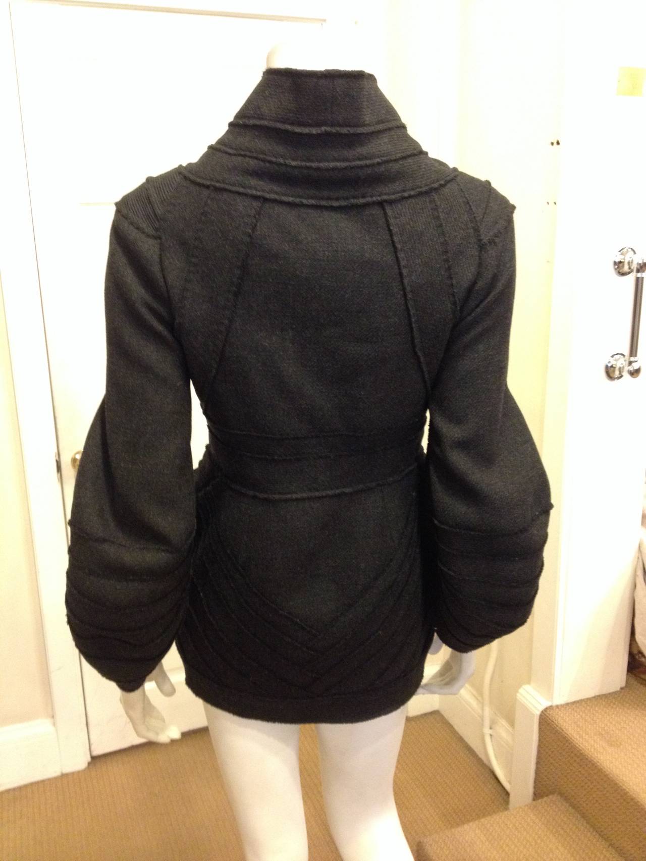 Herve Leger Charcoal Grey Wool Coat In Excellent Condition In San Francisco, CA