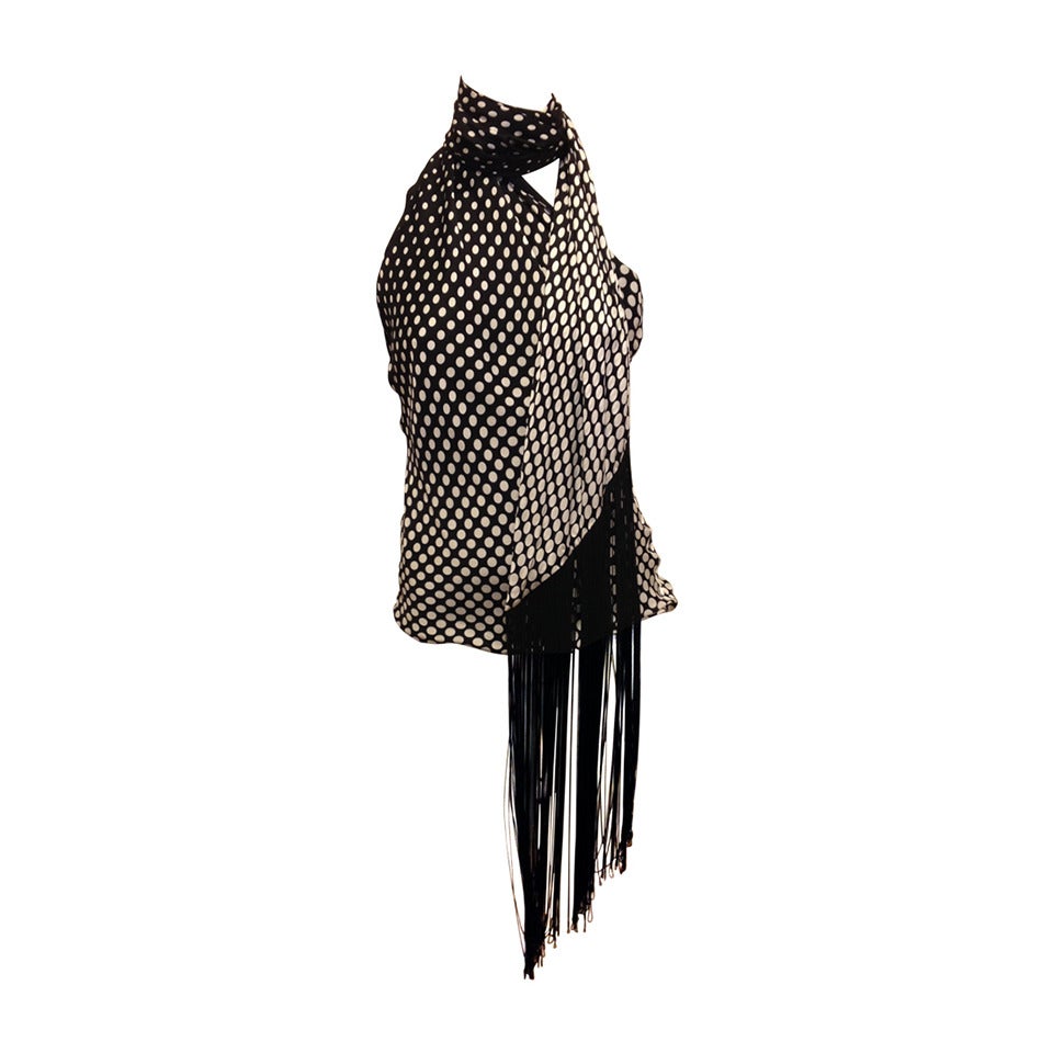 Alexander McQueen Black and White Halter with Fringe