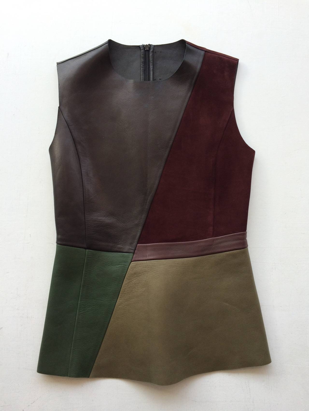 Women's Céline Burgundy and Olive Leather Top