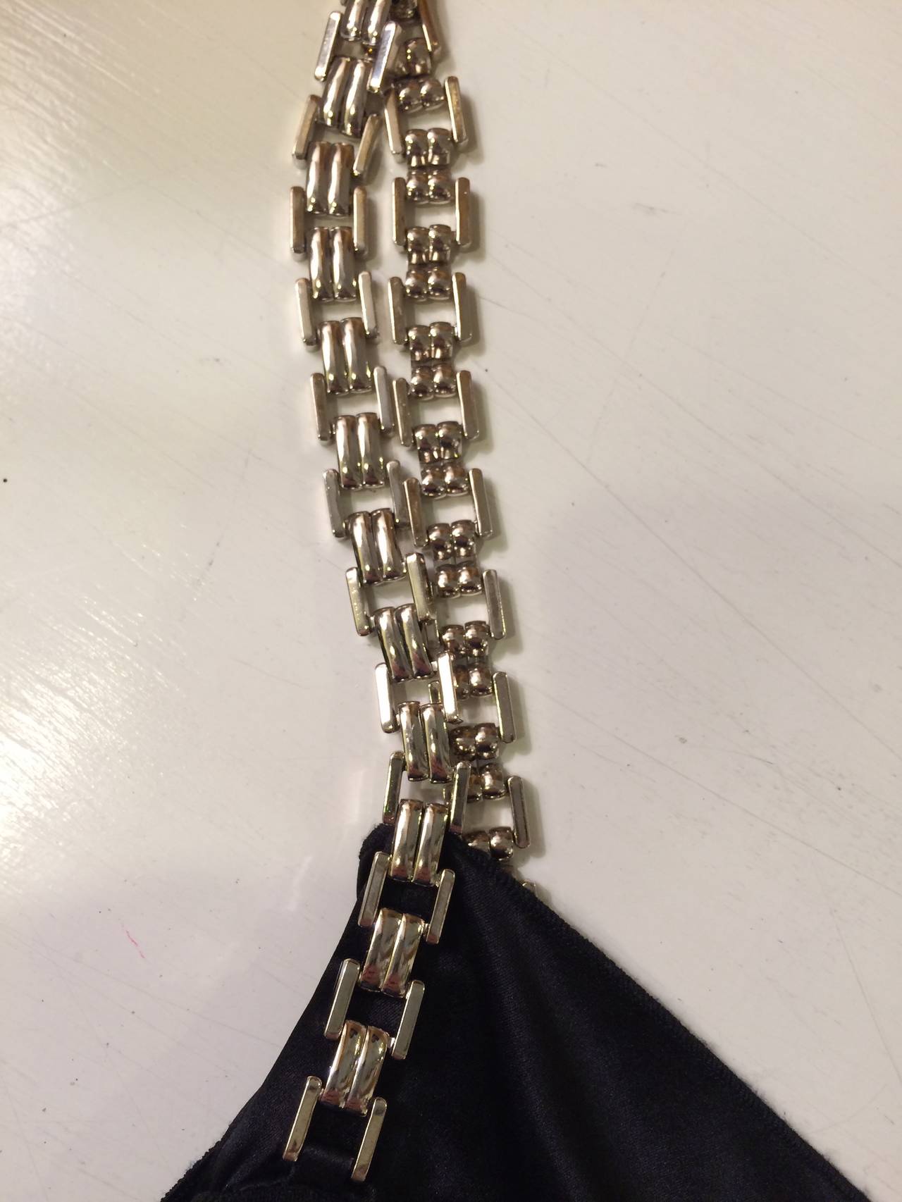 Women's Dolce & Gabbana Black Dress with Silver Chain Straps