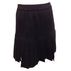 Chanel Black Knit Pleated Skirt