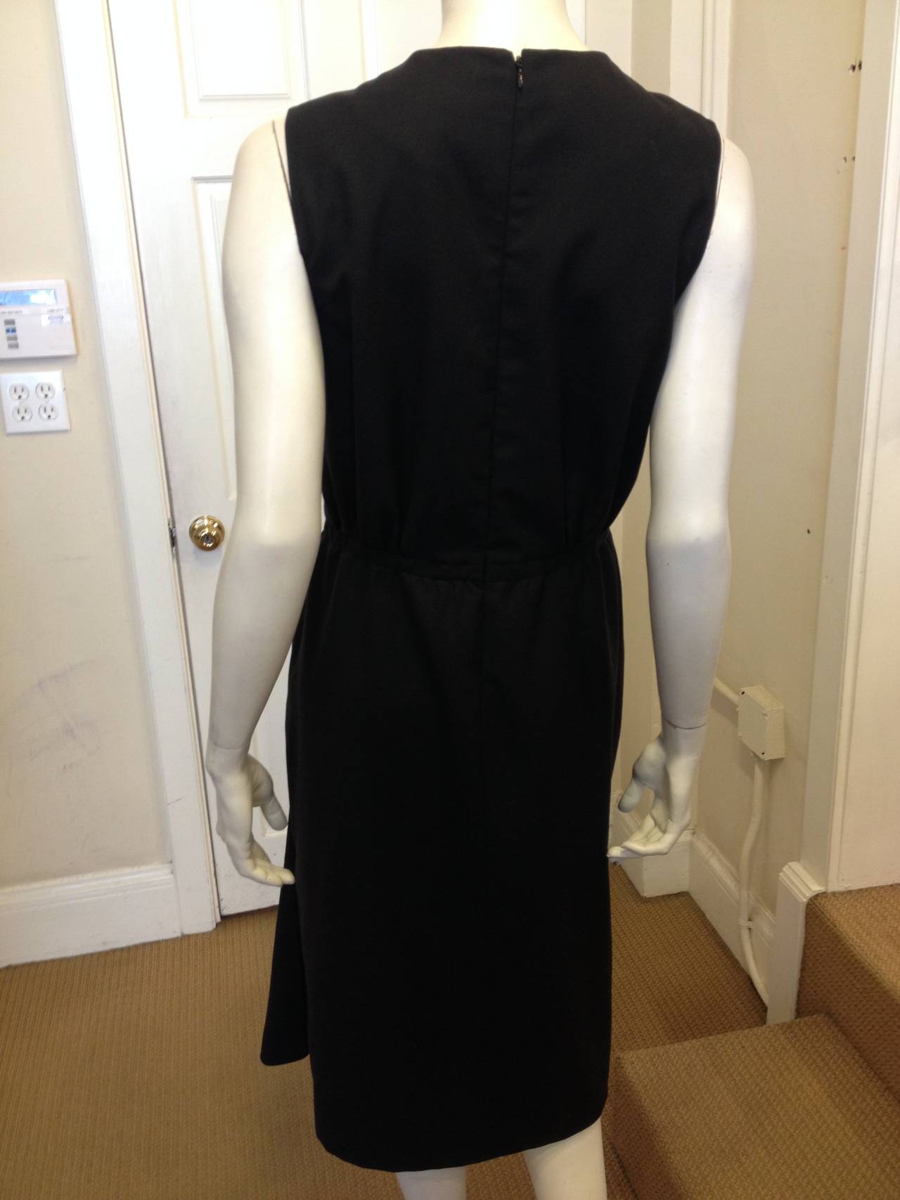 Hermes Black Sleeveless Draping Dress 1