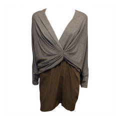 Thakoon Grey and Brown Twist Front Dress