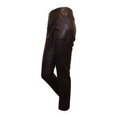Chanel Chocolate Brown Leather Pants