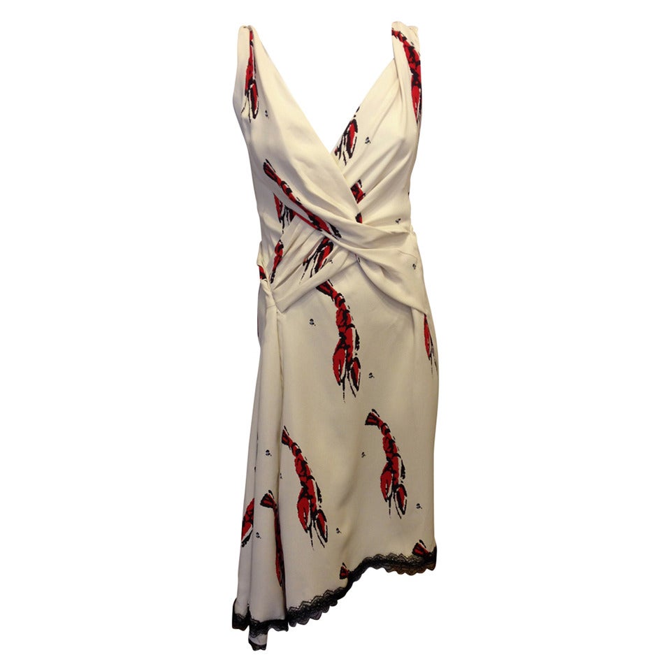 David Szeto Cream Dress with Lobsters at 1stDibs