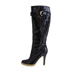 Gucci Black Patent Stiletto Boots