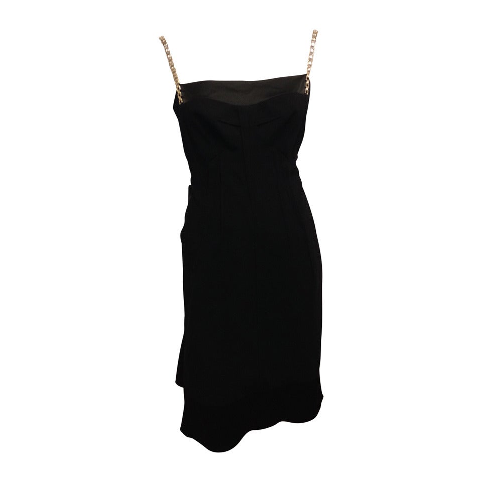 Dolce & Gabbana Black Dress with Silver Chain Straps