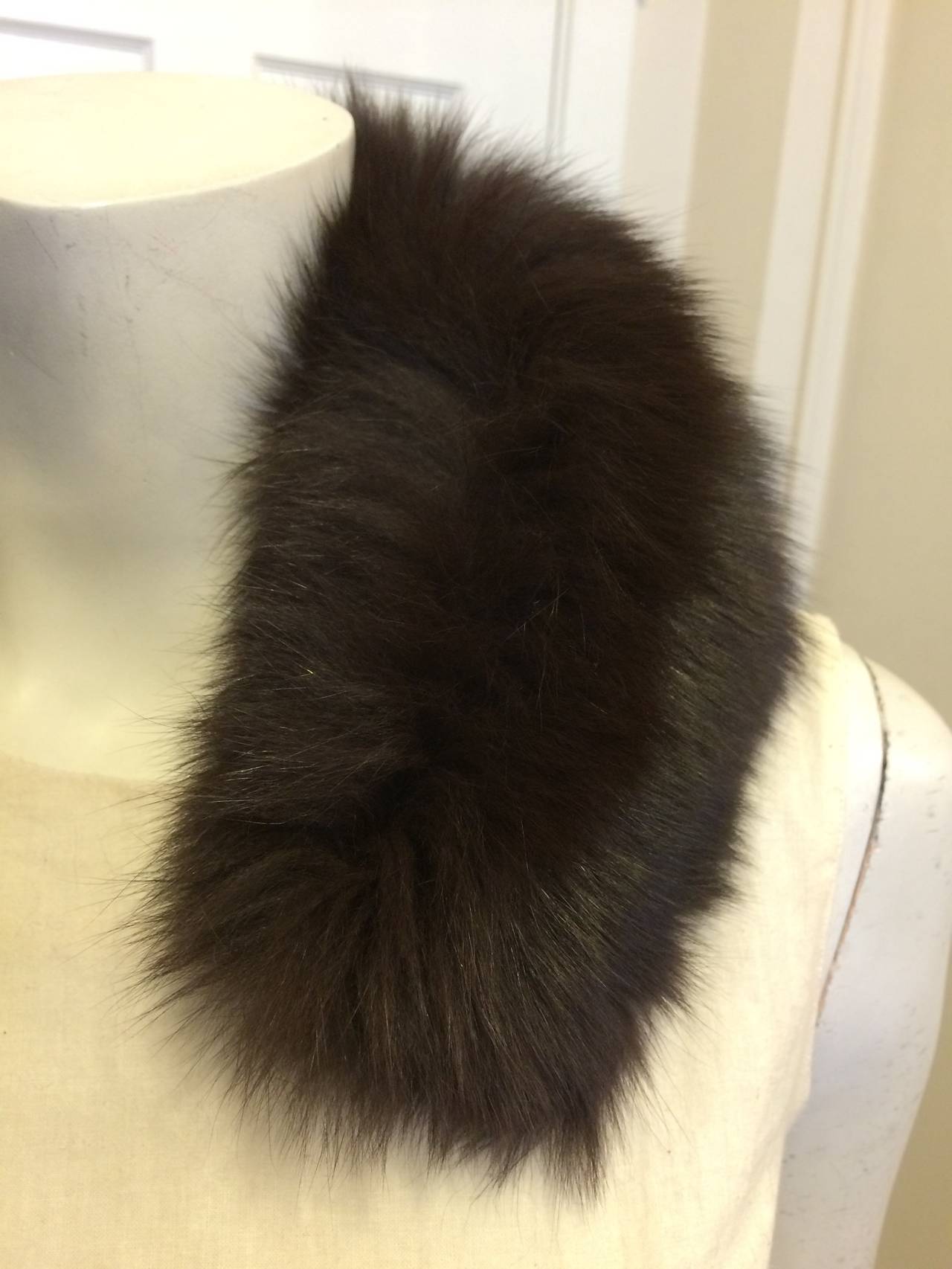 Prada Dark Brown Fox Fur Scarf In Excellent Condition In San Francisco, CA