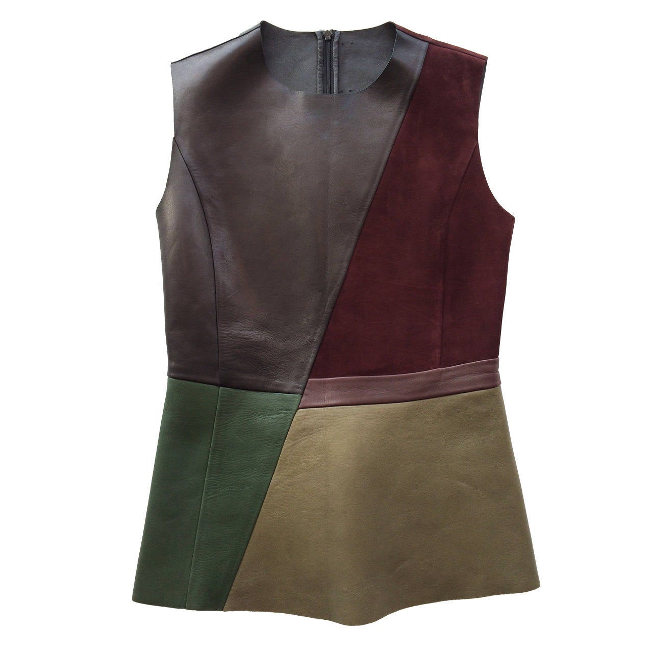 Céline Burgundy and Olive Leather Top