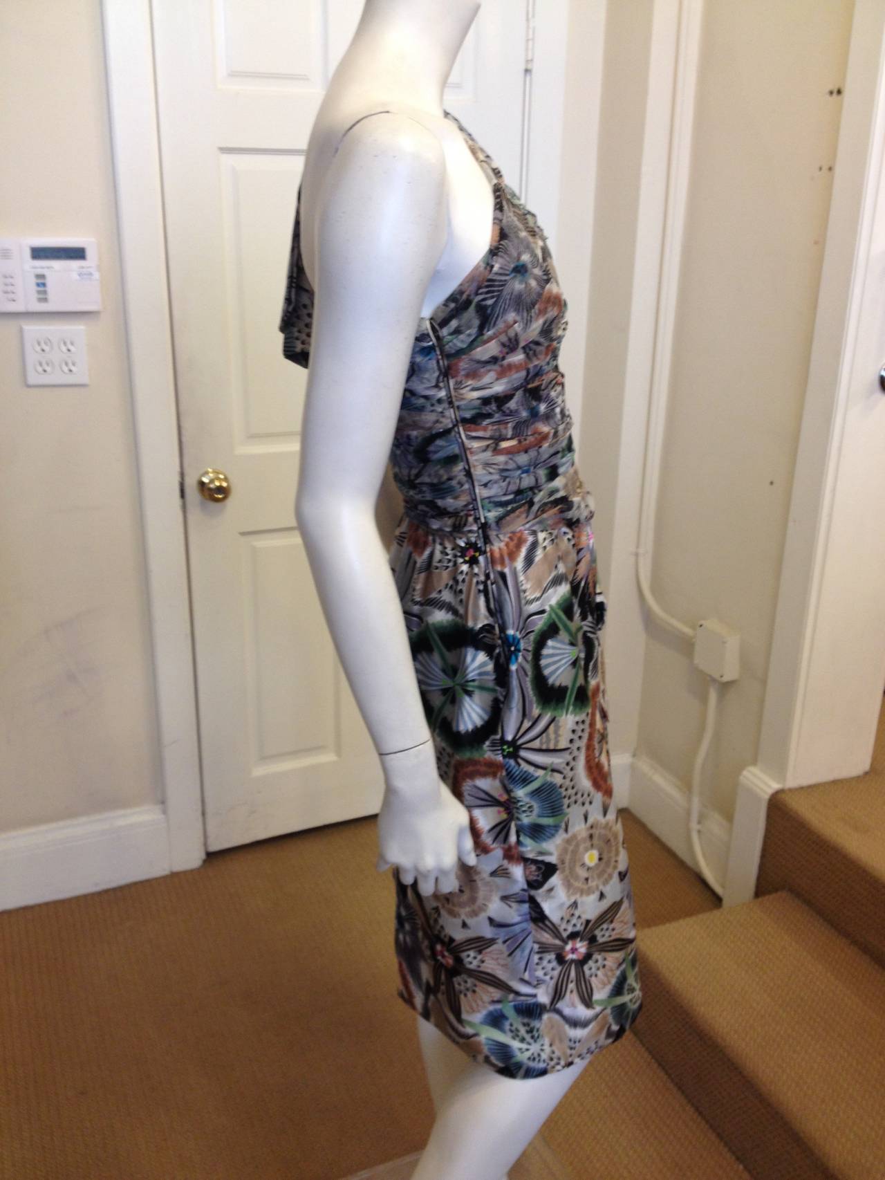 Gray Missoni Sage Green and Brown Floral Dress