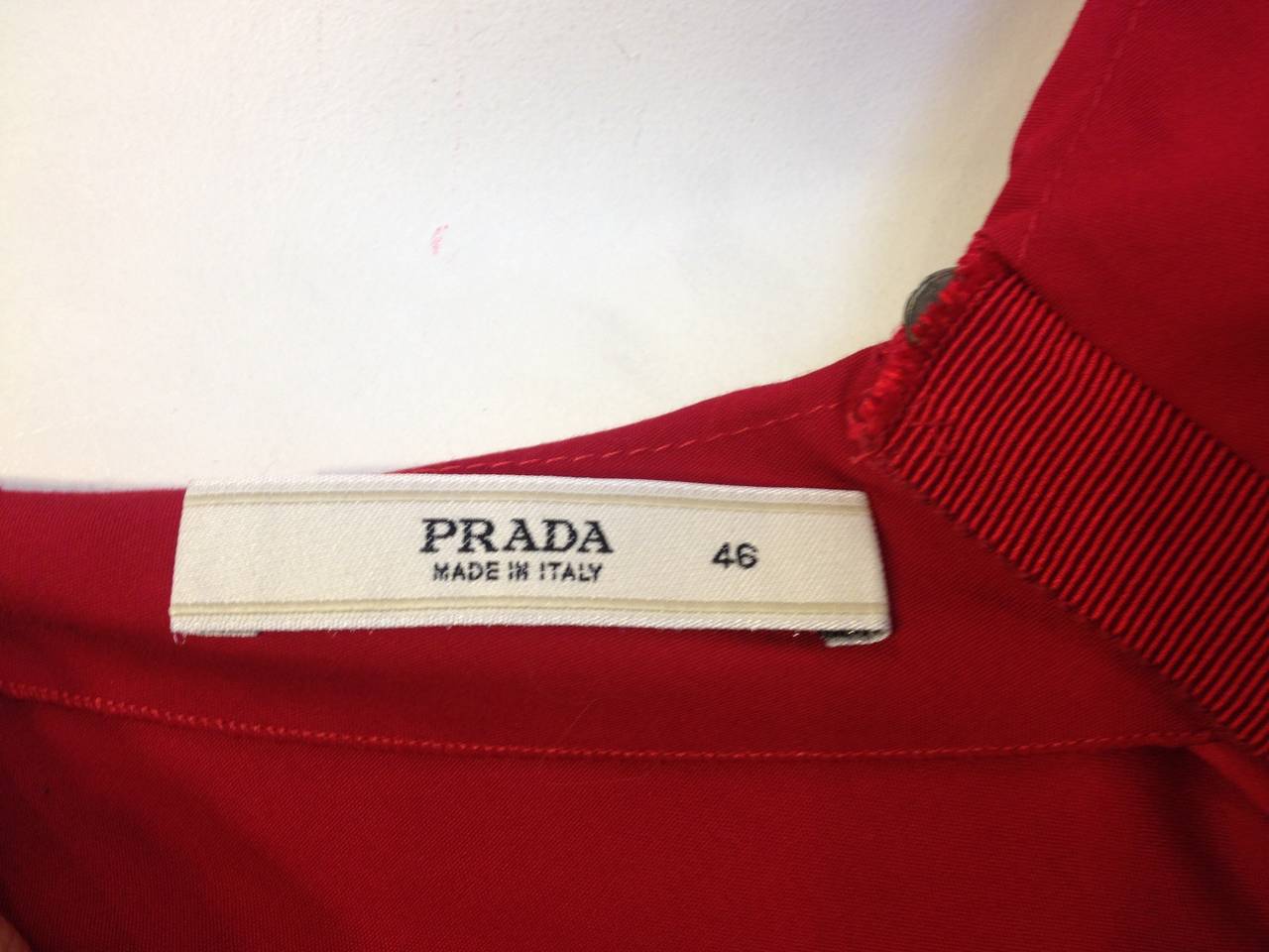Women's Prada Red Pleated Fitted Dress