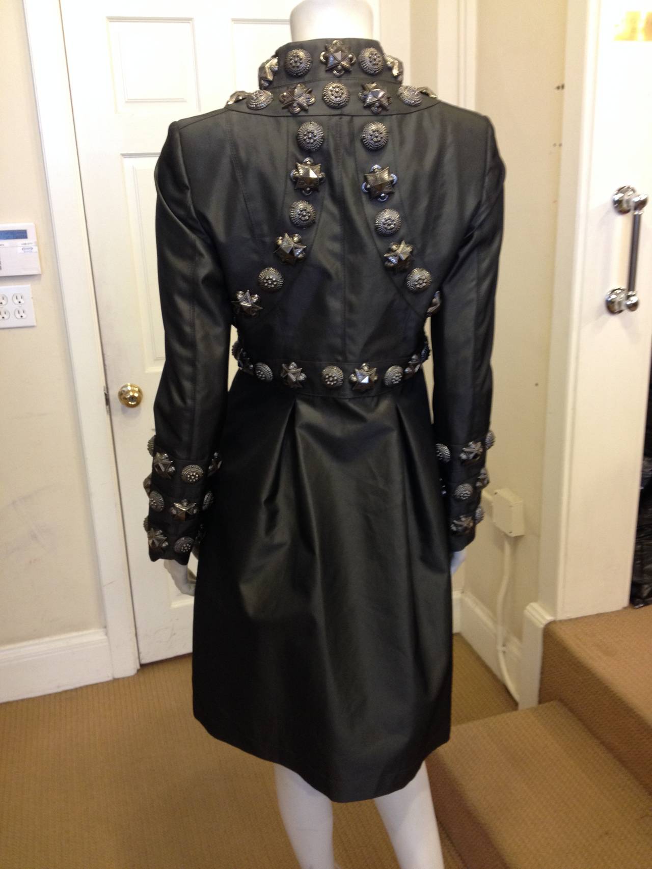 Burberry Grey Coat with Pewter-toned Studs In Excellent Condition In San Francisco, CA