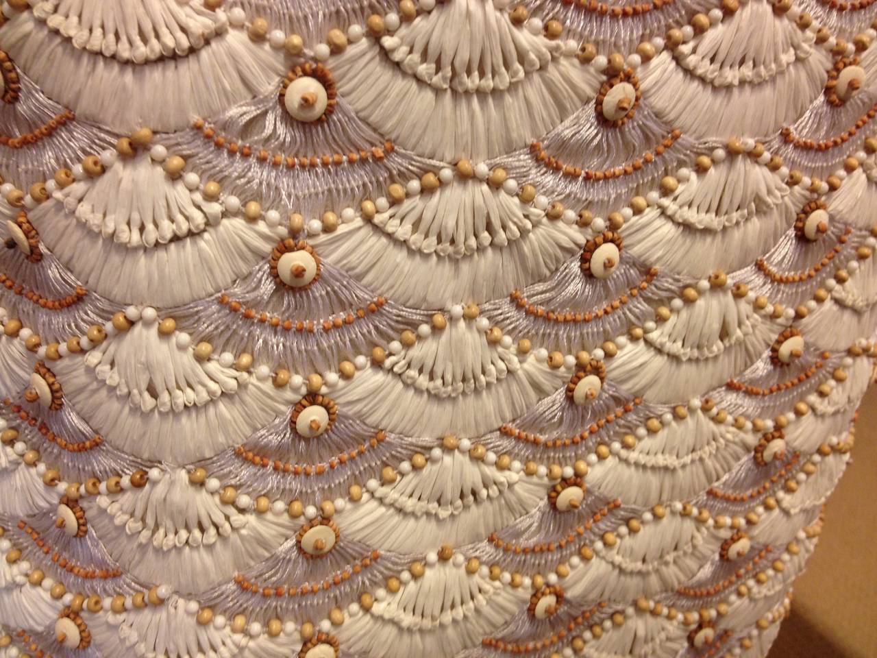 Naeem Kahn Cream Raffia Embroidered Skirt at 1stDibs