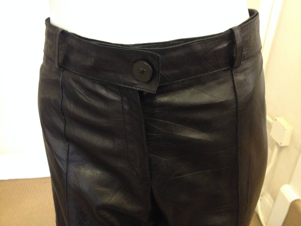 What could be more fabulous than a pair of Chanel leather pants - the foil to their feminine and classic tweed jackets. A pair of leather pants always has an element of cool and easy style, and especially these with their subtle texture of all-over