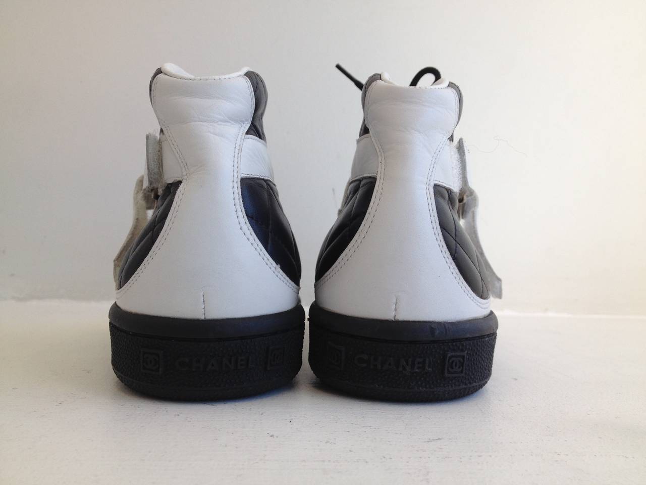 Chanel Black and White Quilted Sneakers at 1stdibs