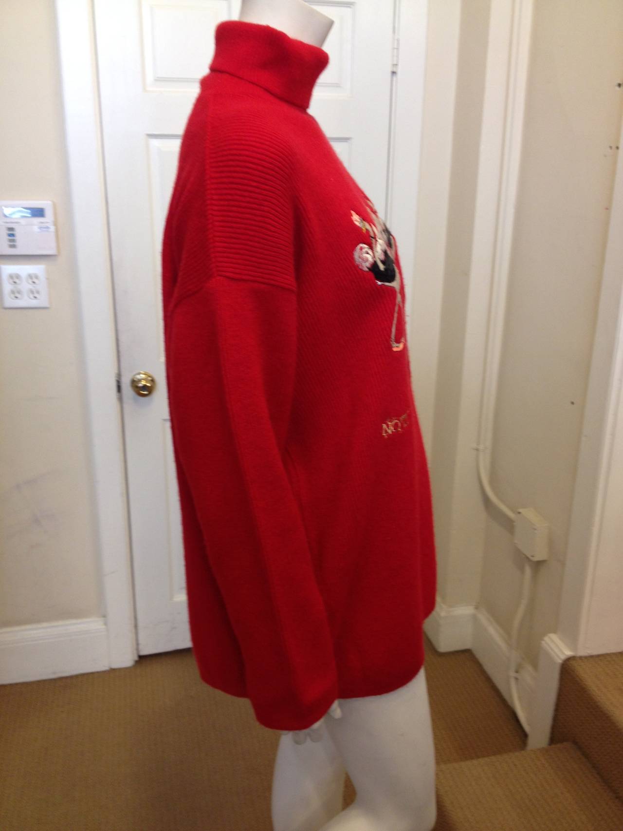 Iceberg Vintage Red Sweater with Fantasia Applique In Excellent Condition In San Francisco, CA