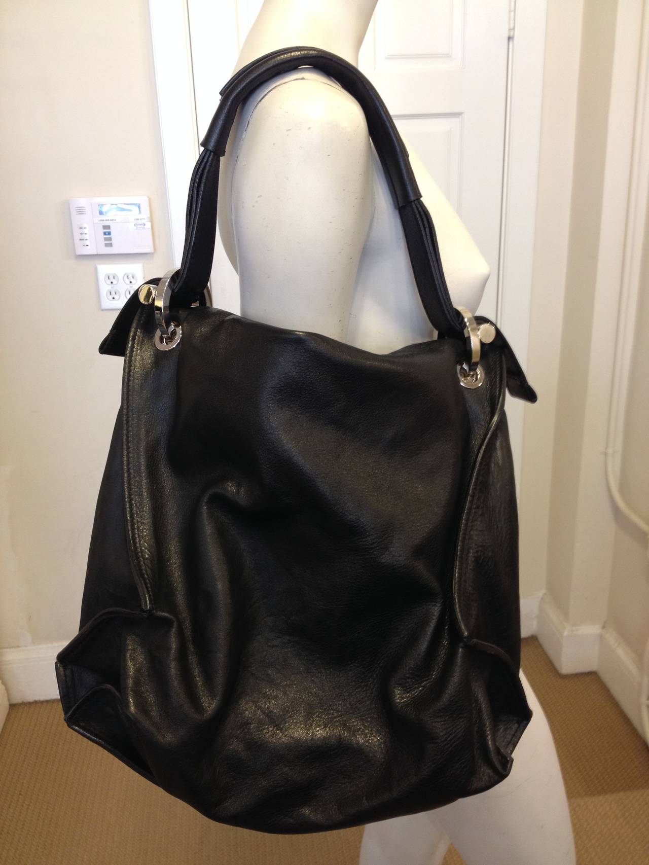 Women's Costume National Black Leather Tote
