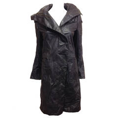Ann Demeulemeester Black Washed Leather Coat