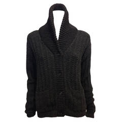 Prada Grey Knit Shawl Collar Cardigan at 1stDibs | prada shawl