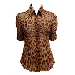 Dolce & Gabbana Tan and Brown Leopard Print Shirt