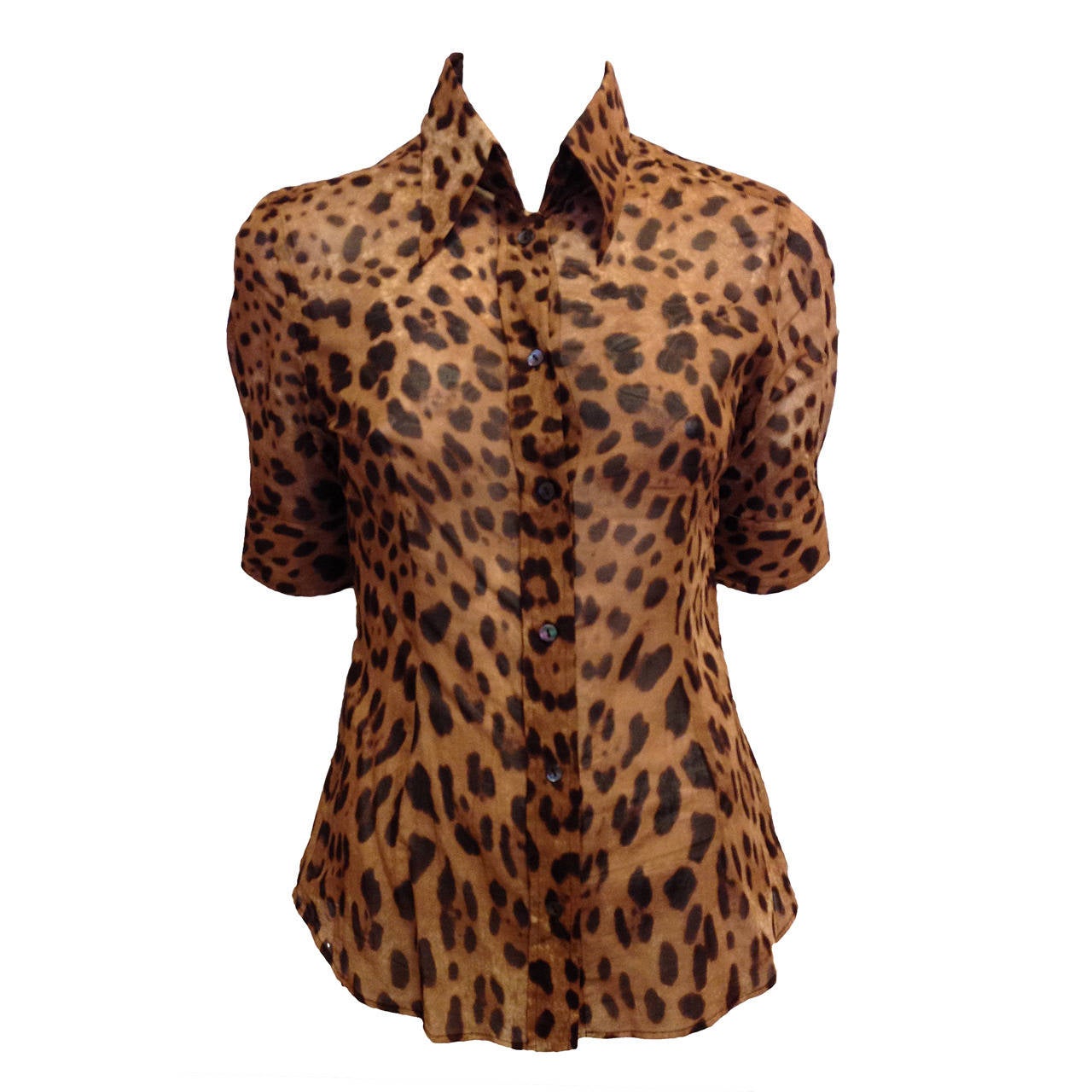 Dolce & Gabbana Tan and Brown Leopard Print Shirt
