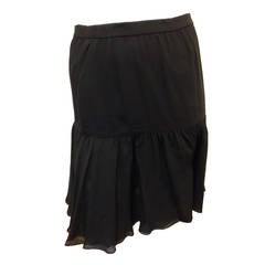 Chanel Black Flared Ruffle Skirt