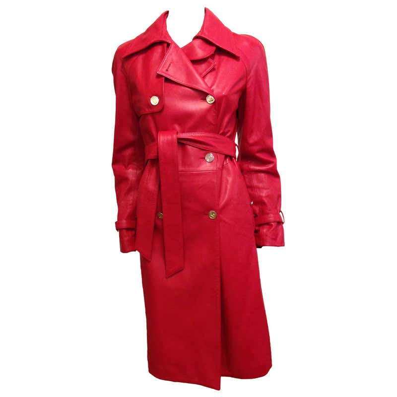 Dolce and Gabbana Red Leather Trench Coat at 1stDibs | dark red leather ...