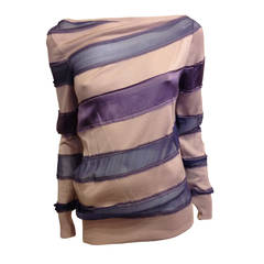 Lanvin Mauve and Lavender Diagonally Striped Sweater