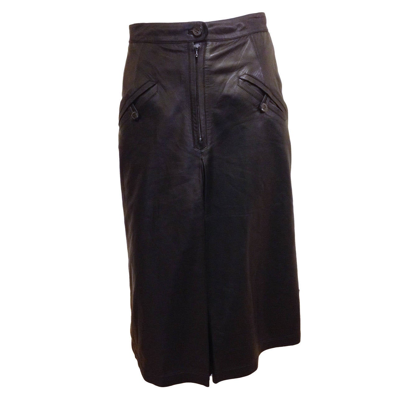 Gucci Black Leather Vintage Skirt