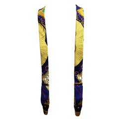 Hermes Blue and Gold Silk Suspenders