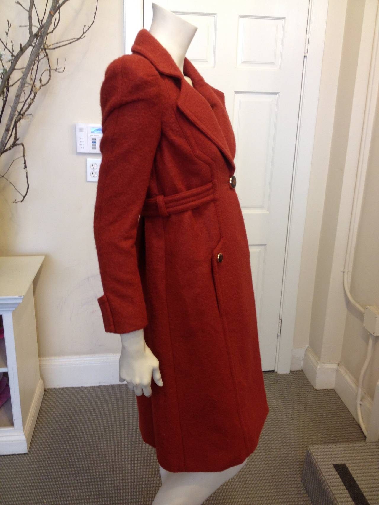 Gucci Rust Red Wool Coat In Excellent Condition In San Francisco, CA