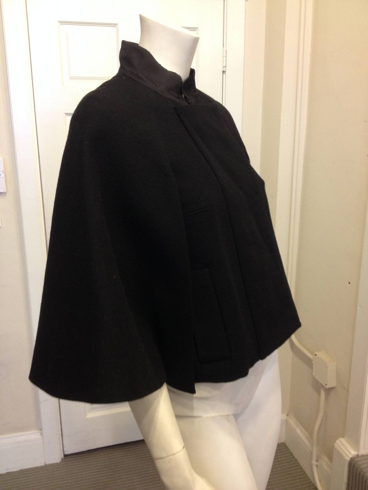 Women's Chloe Black Wool Cropped Vest Cape