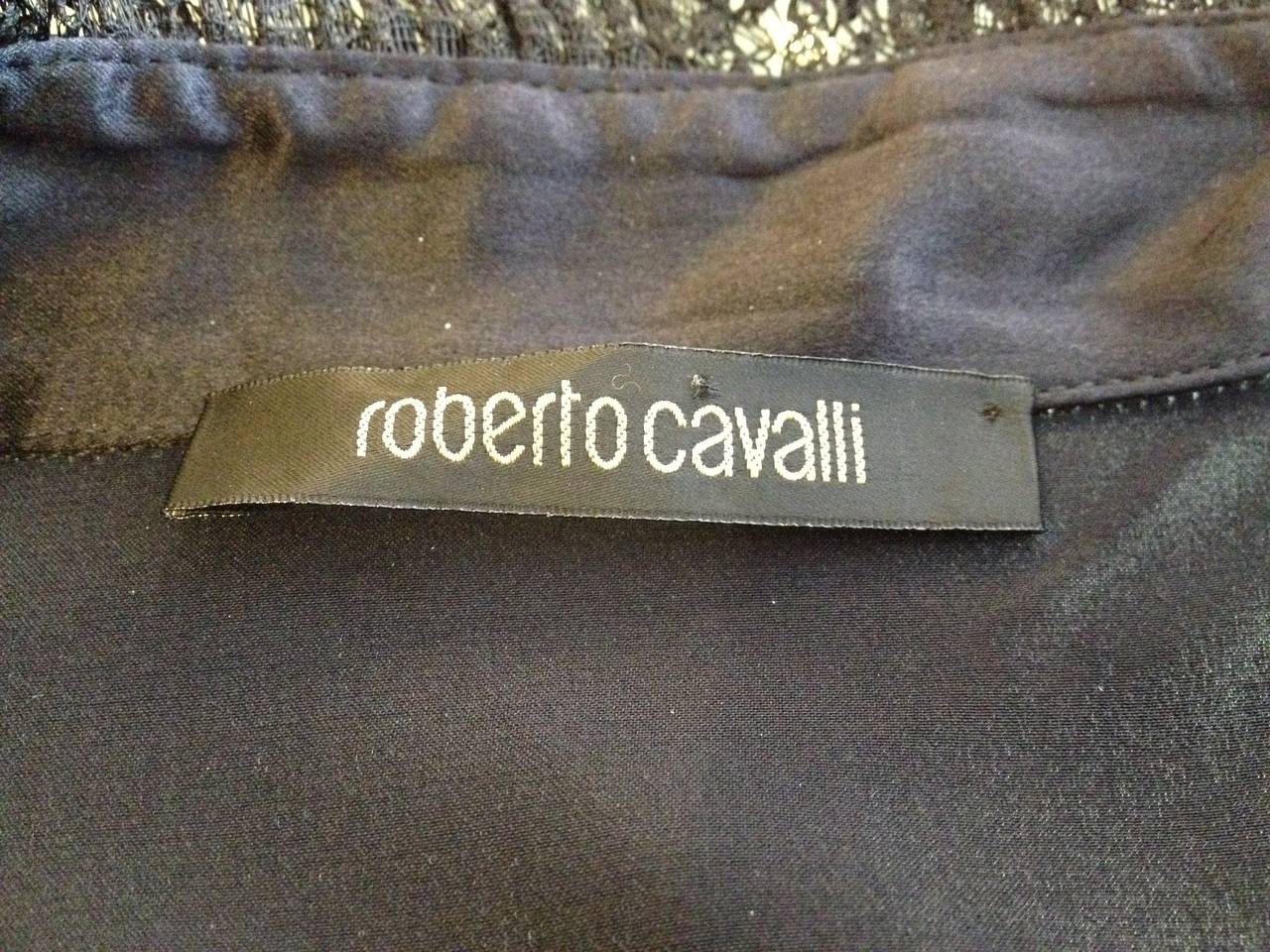 Roberto Cavalli Black Blouse with Lace Trim 2