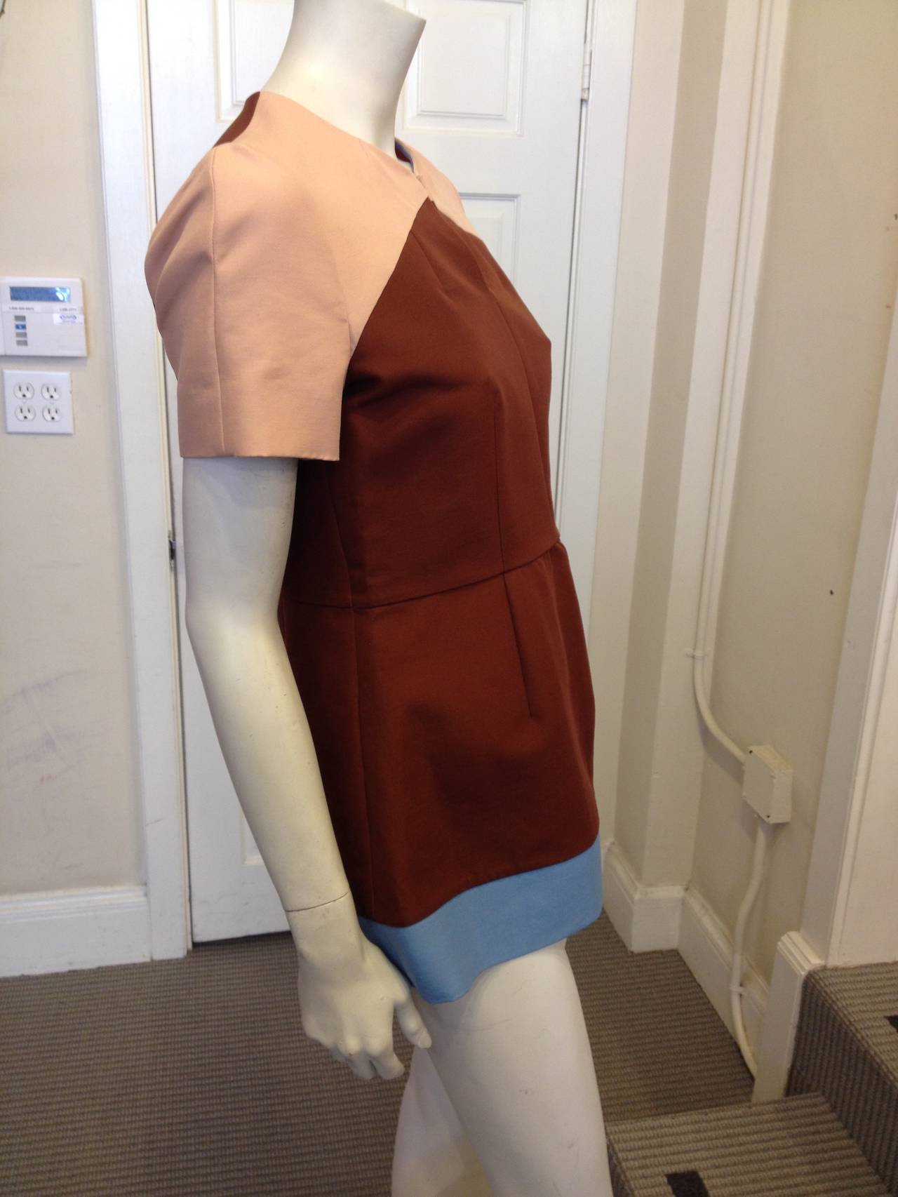 Marni Brown and Peach Colorblock Blouse In Excellent Condition In San Francisco, CA