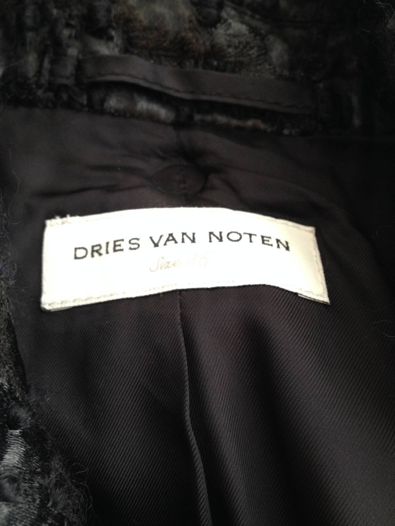 Women's Dries van Noten Black Shiny Woven Coat