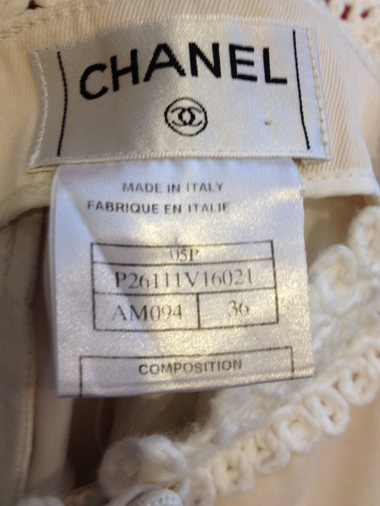 Chanel Cream Capri Pants with Crochet Trim 3
