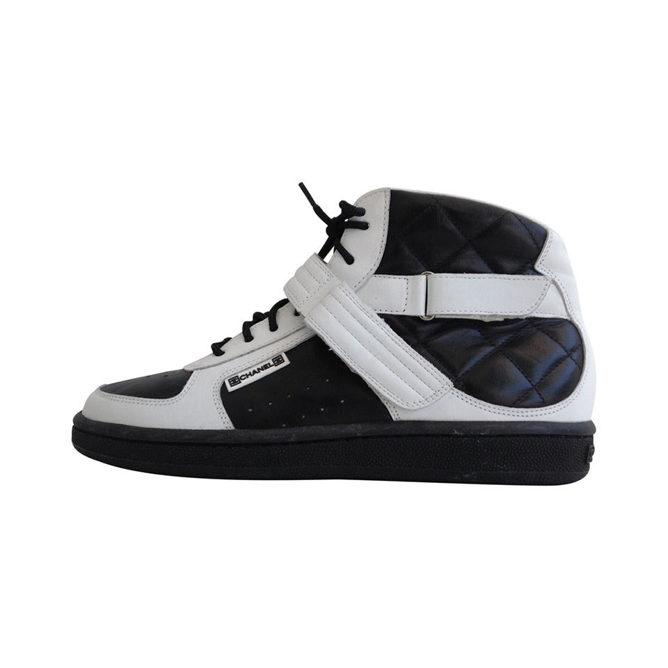 Chanel Black and White Quilted Sneakers at 1stdibs