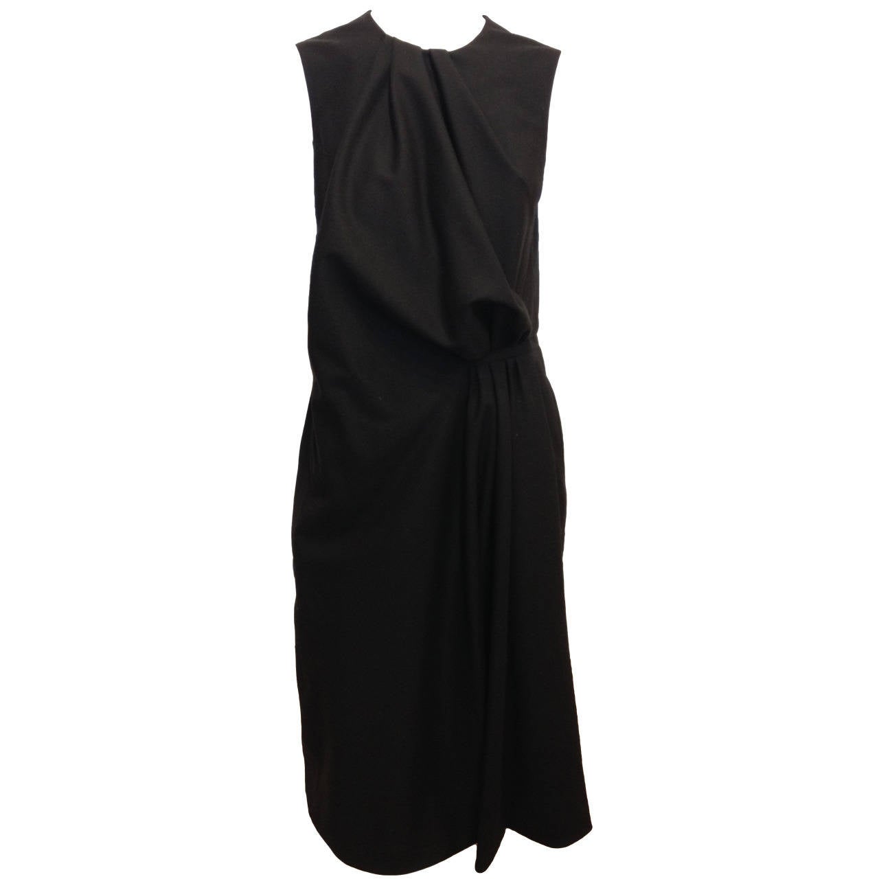 Hermes Black Sleeveless Draping Dress