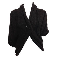 Lanvin Charcoal Grey Ribbed Knit Shrug