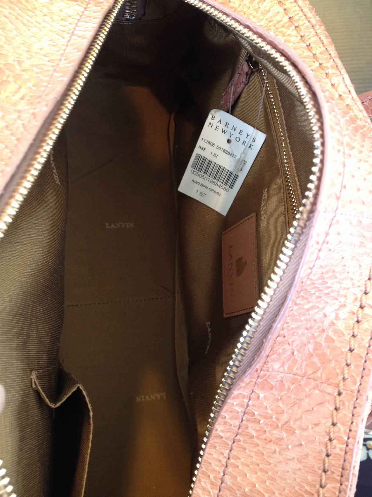 Lanvin Peach Pink Snakeskin Handbag 1