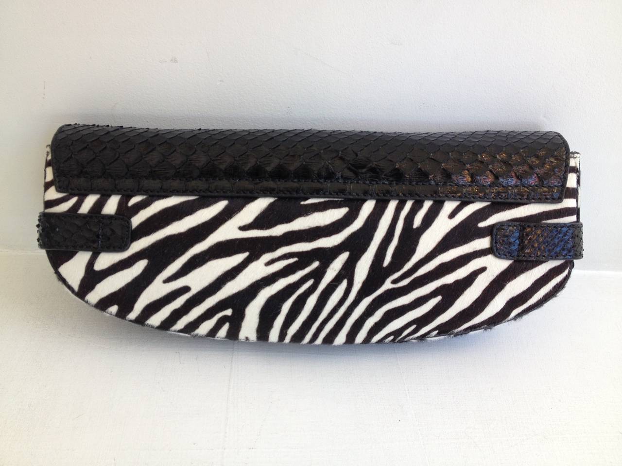 Lambertson Truex Black and White Ponyhair Clutch In New Condition In San Francisco, CA