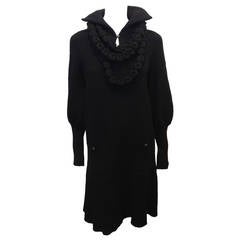 Chanel Black Knit Dress with Knit Necklace