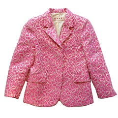 Marni Hot Pink Patterned Brocade Blazer