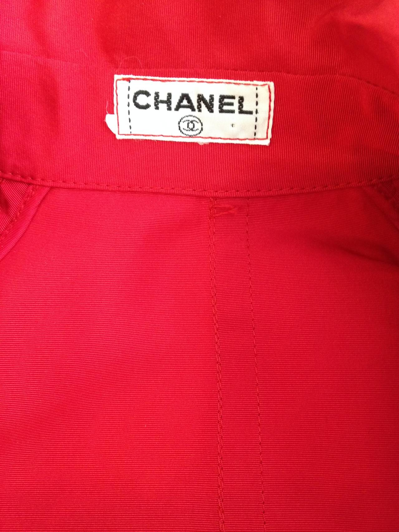 Chanel Vintage Red Silk Trapeze Coat In Excellent Condition In San Francisco, CA