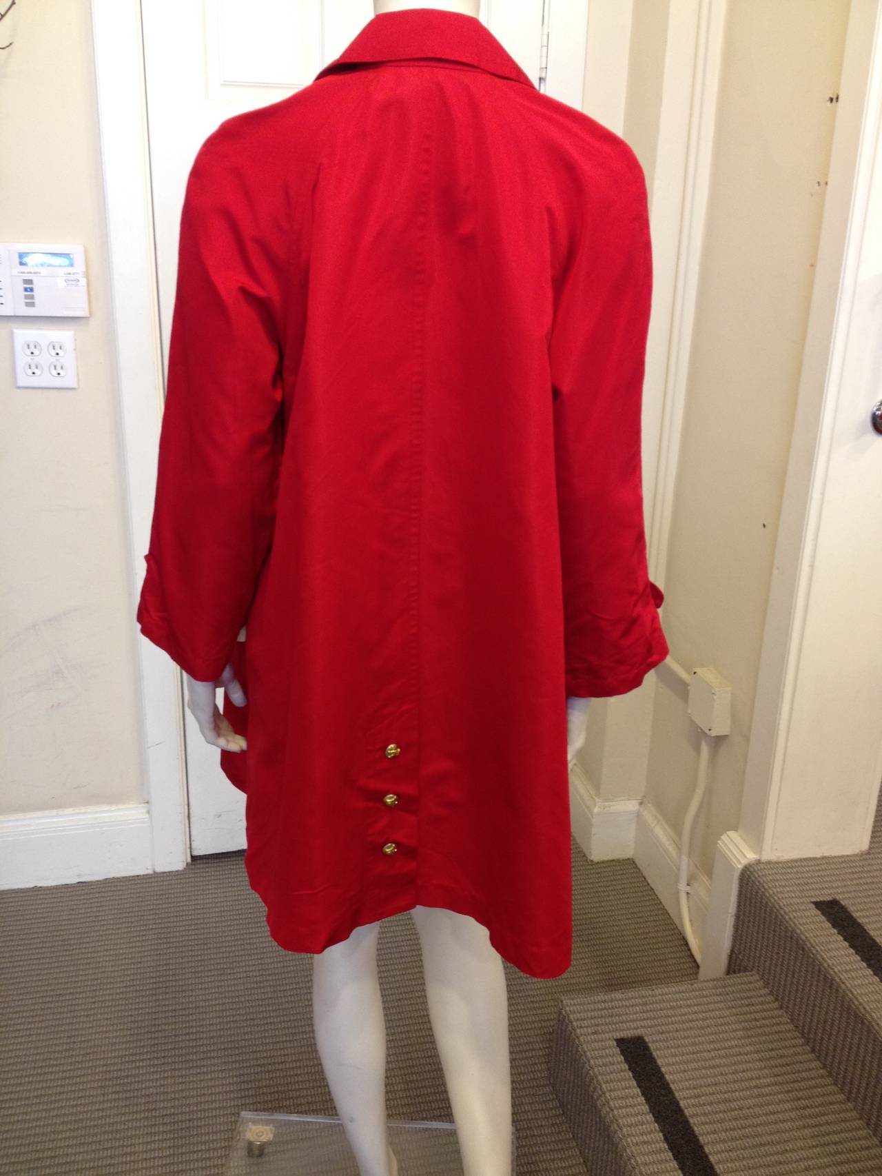 Chanel Vintage Red Silk Trapeze Coat 2