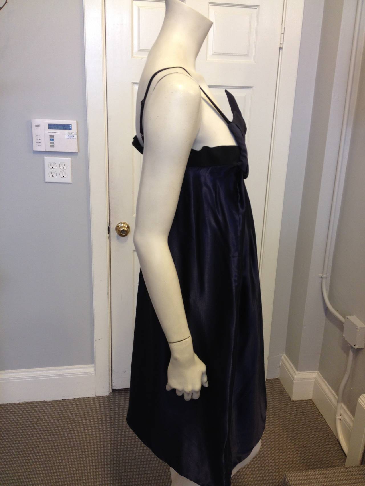 Lanvin Midnight Blue Origami and Satin Cocktail Dress In Excellent Condition In San Francisco, CA