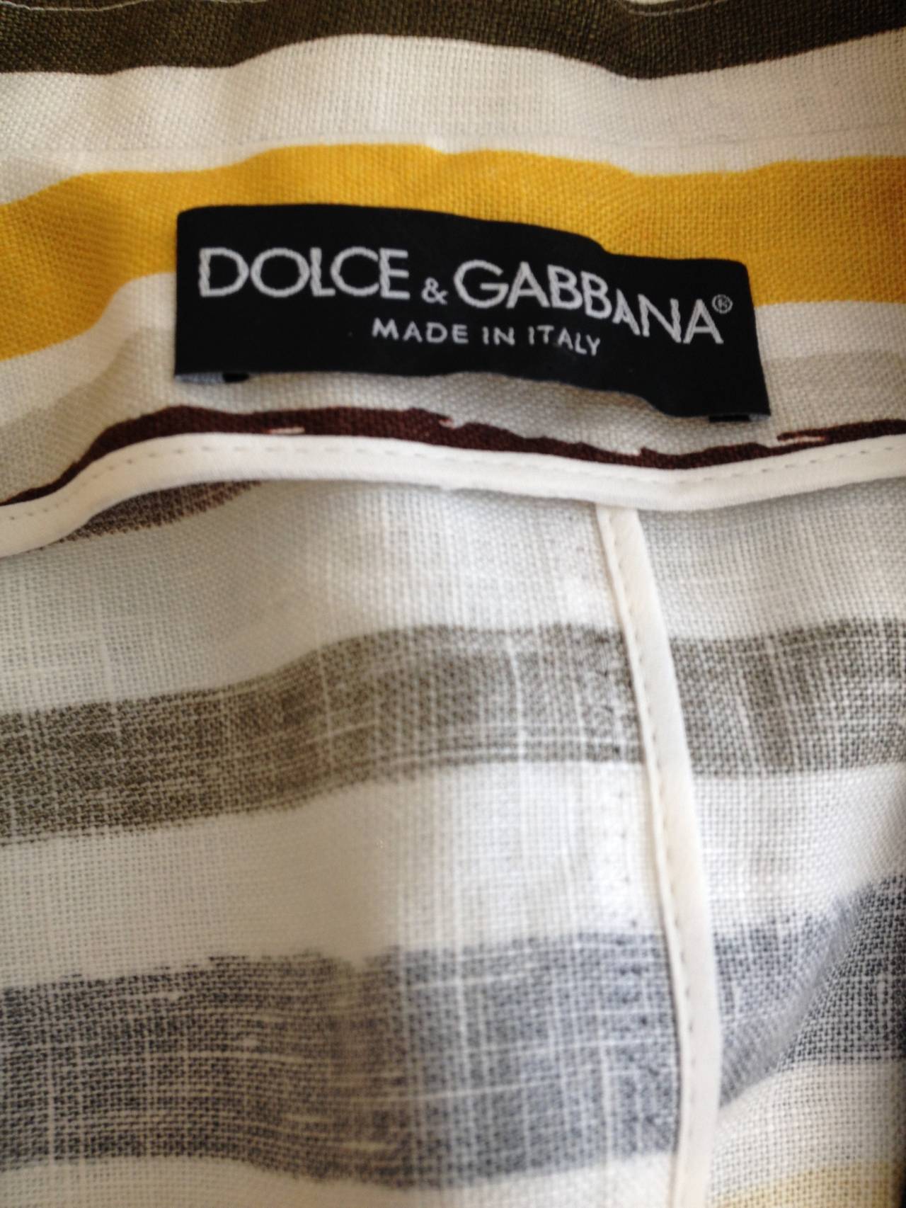 Women's Dolce & Gabbana Yellow Striped Linen Blazerl