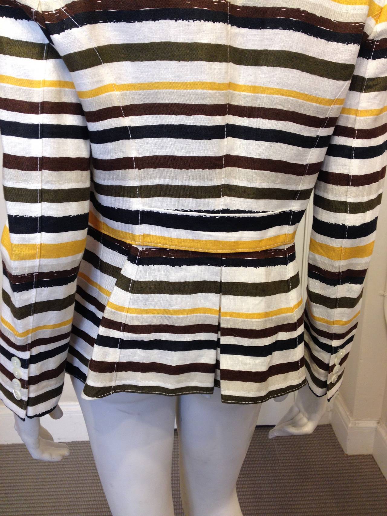 Dolce & Gabbana Yellow Striped Linen Blazerl In Excellent Condition In San Francisco, CA